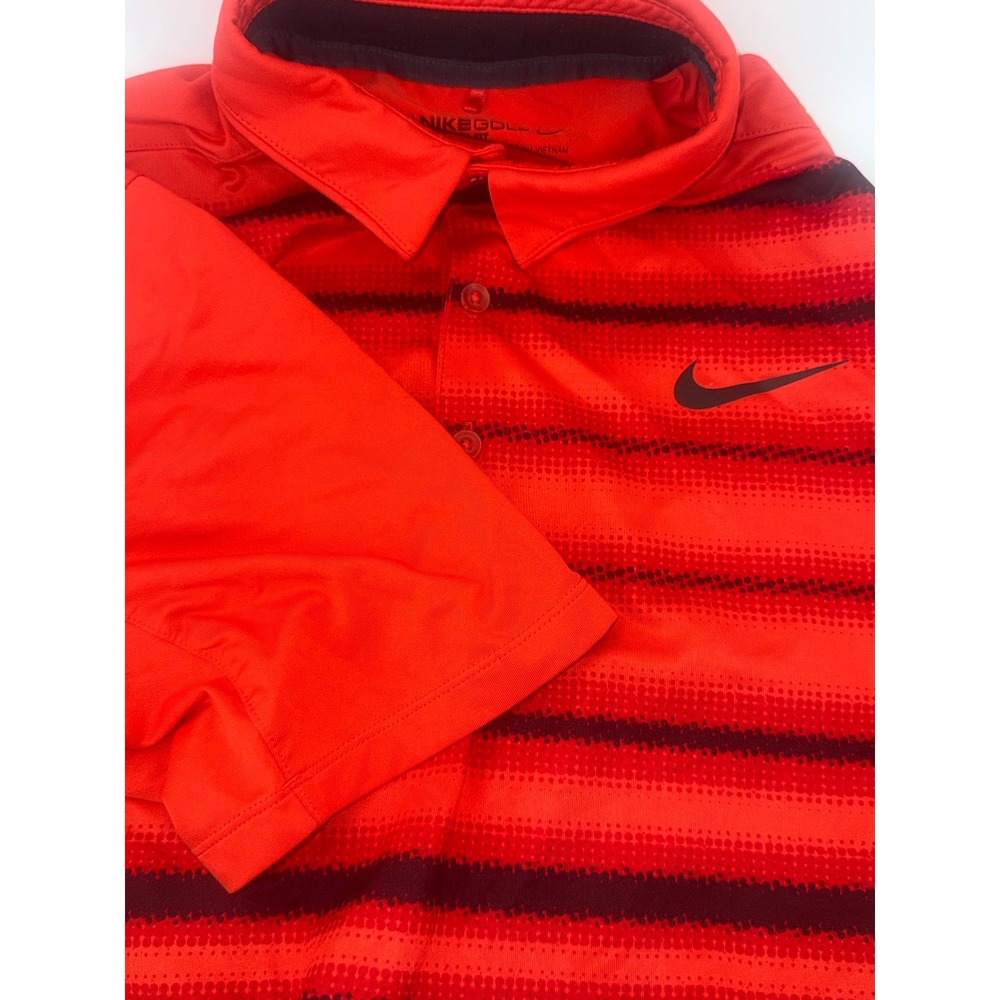 Nike Golf Dri-FIT Polo Shirt Mens Medium Red Burgundy Gradient Stripe Standard